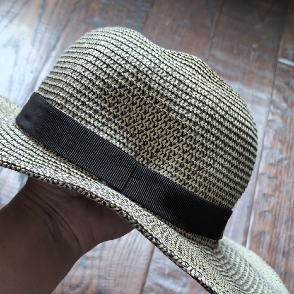 J. CREW I Woven Black and Ivory Marled Wide Brim Packable Sun Hat, X/XL - Picture 12 of 15